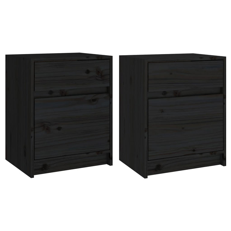 Nachtkastjes 2 st 40x31x50 cm massief grenenhout zwart MeubelReus