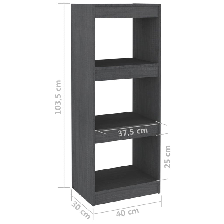 Boekenkast/kamerscherm 40x30x103,5 cm massief grenenhout grijs MeubelReus