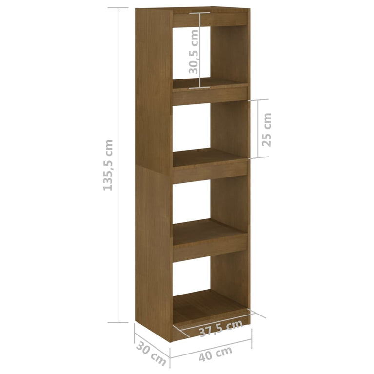 Boekenkast/kamerscherm 40x30x135,5 cm grenenhout honingbruin MeubelReus