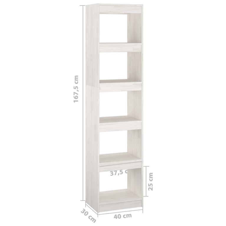 Boekenkast/kamerscherm 40x30x167,5 cm massief grenenhout wit MeubelReus
