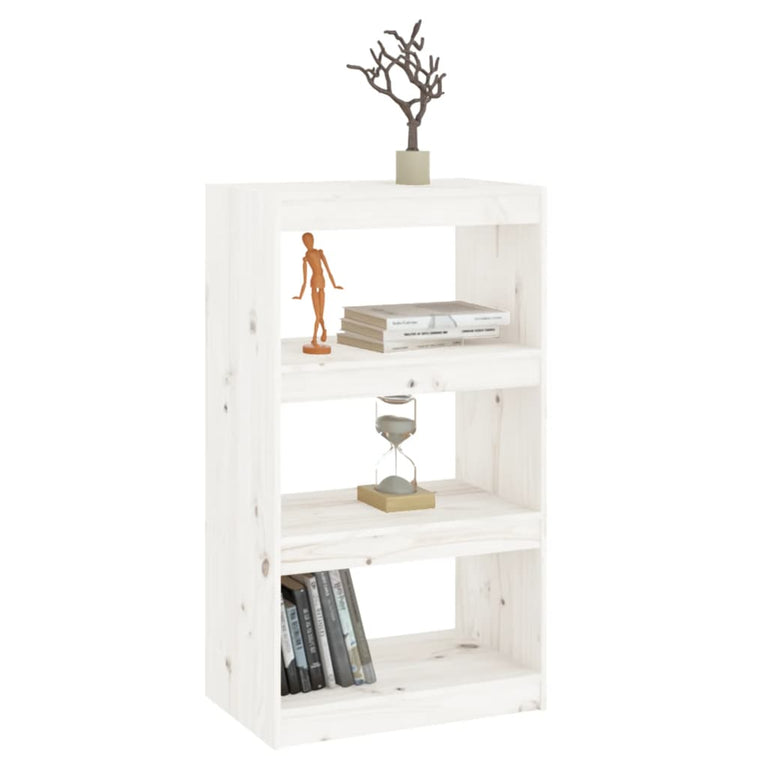 Boekenkast/kamerscherm 60x30x103,5 cm massief grenenhout wit MeubelReus