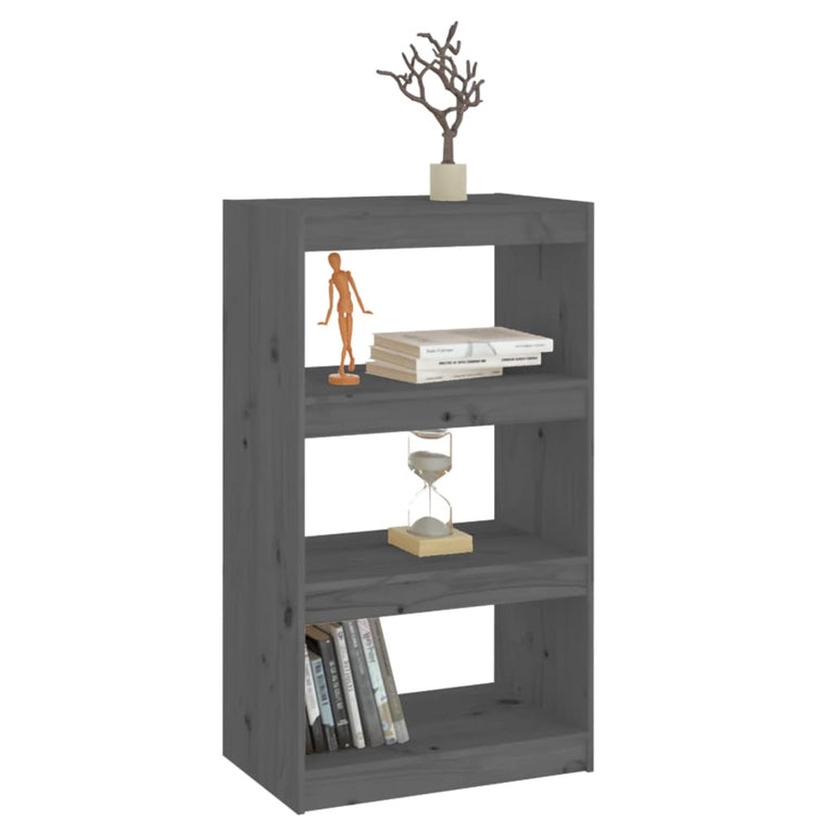 Boekenkast/kamerscherm 60x30x103,5 cm massief grenenhout grijs MeubelReus
