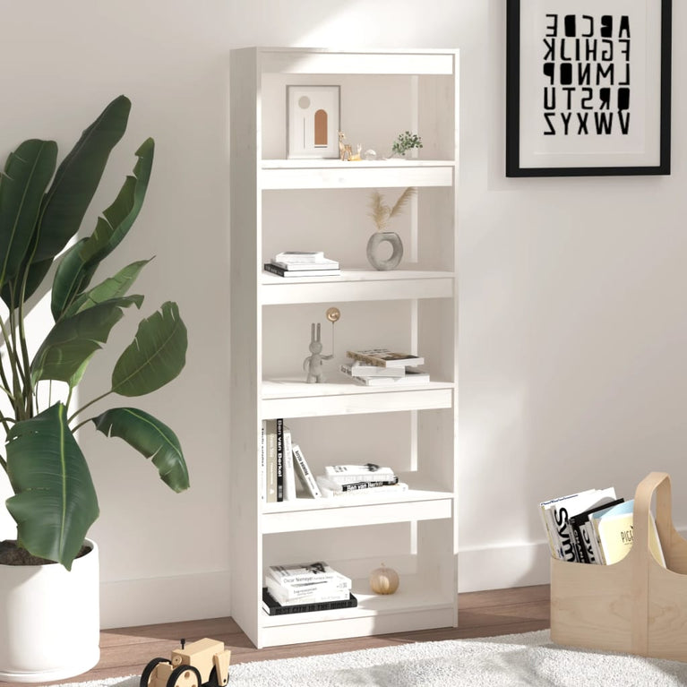 Boekenkast/kamerscherm 60x30x167,5 cm massief grenenhout wit MeubelReus