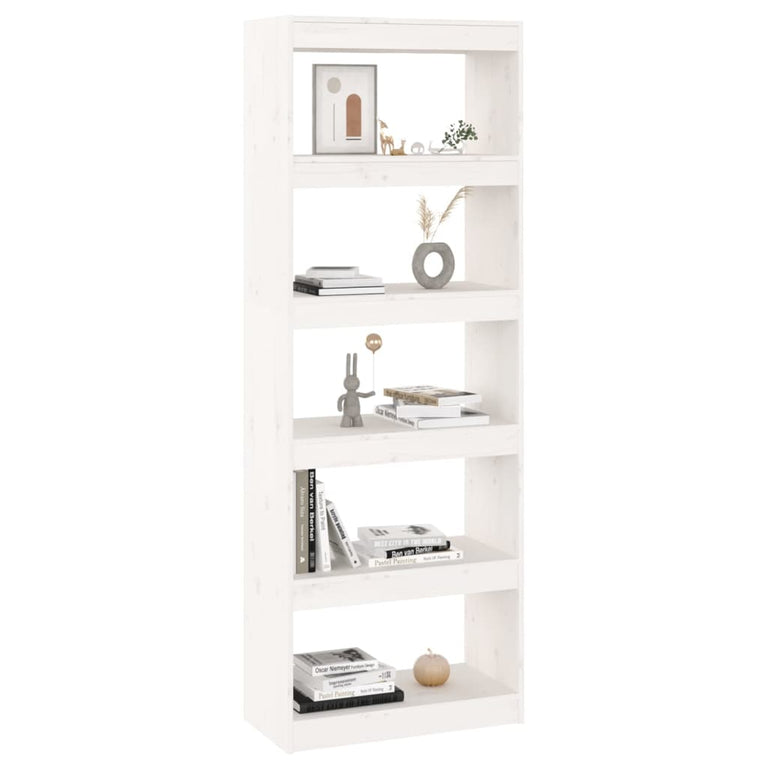 Boekenkast/kamerscherm 60x30x167,5 cm massief grenenhout wit MeubelReus