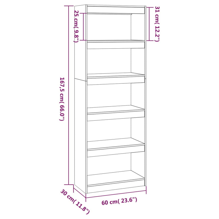 Boekenkast/kamerscherm 60x30x167,5 cm massief grenenhout wit MeubelReus