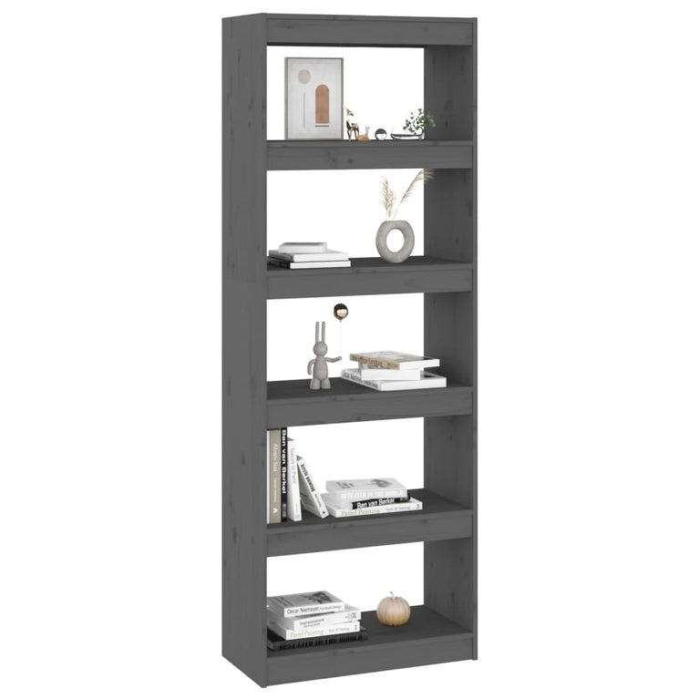 Boekenkast/kamerscherm 60x30x167,5 cm massief grenenhout grijs MeubelReus