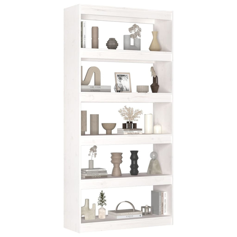 Boekenkast/kamerscherm 80x30x167,4 cm massief grenenhout wit MeubelReus