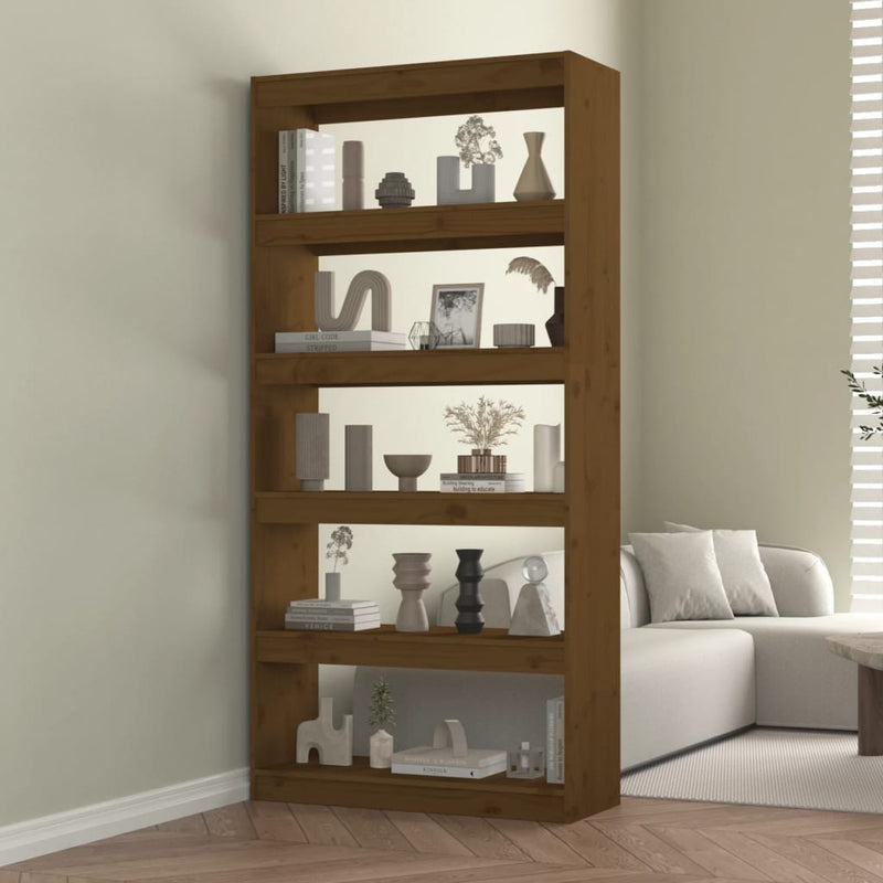 Boekenkast/kamerscherm 80x30x167,4 cm grenenhout honingbruin