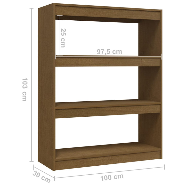 Boekenkast/kamerscherm 100x30x103 cm grenenhout honingbruin MeubelReus
