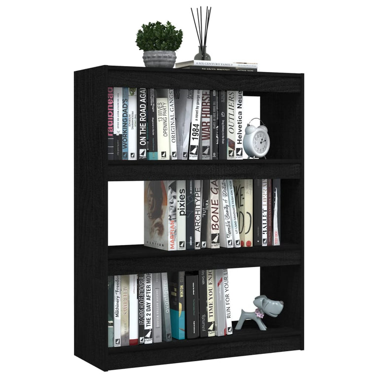 Boekenkast/kamerscherm 100x30x103 cm massief grenenhout zwart MeubelReus