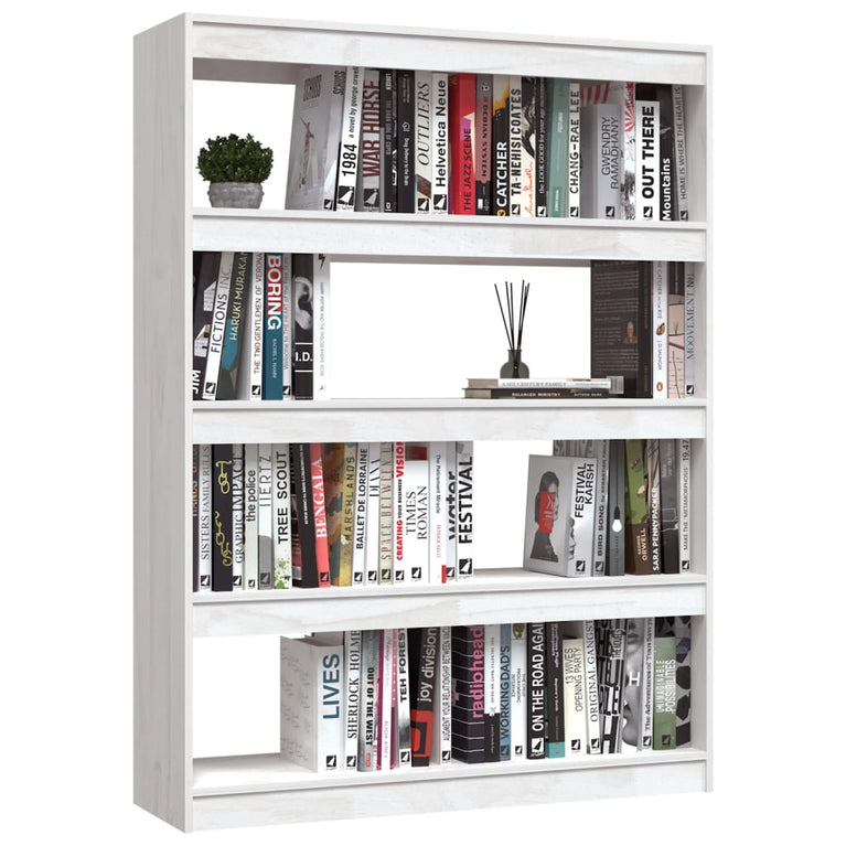 Boekenkast/kamerscherm 100x30x135,5 cm massief grenenhout wit MeubelReus