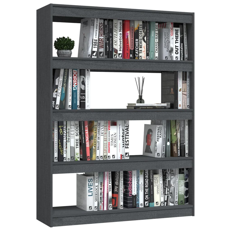 Boekenkast/kamerscherm 100x30x135,5 cm massief grenenhout grijs MeubelReus