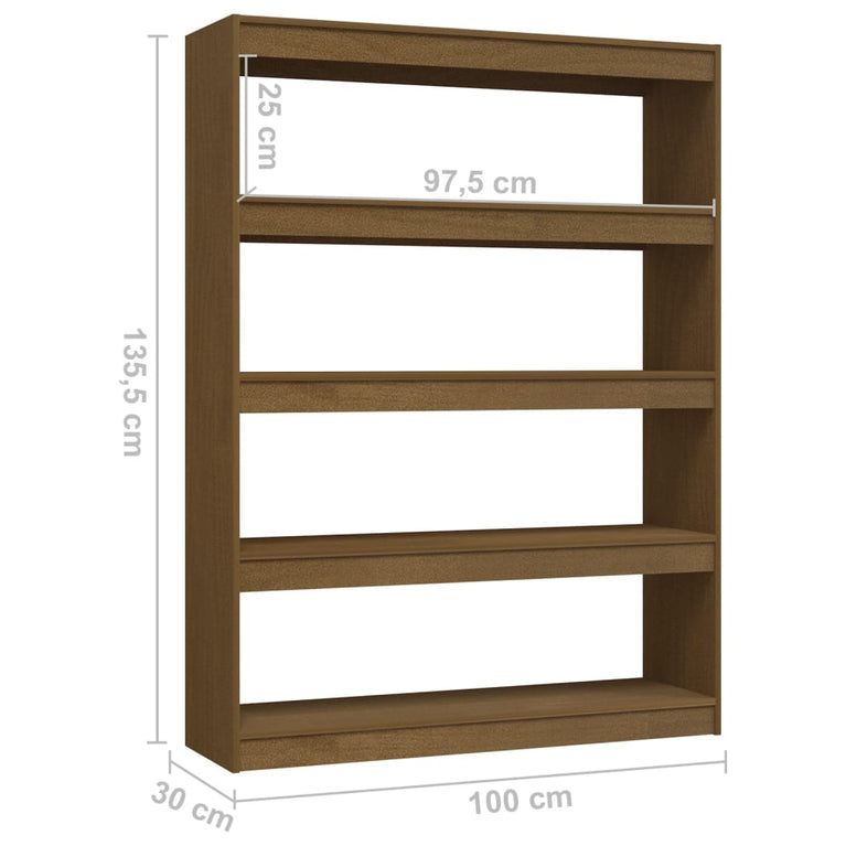 Boekenkast/kamerscherm 100x30x135,5 cm grenenhout honingbruin MeubelReus