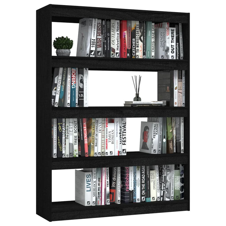 Boekenkast/kamerscherm 100x30x135,5 cm massief grenenhout zwart MeubelReus