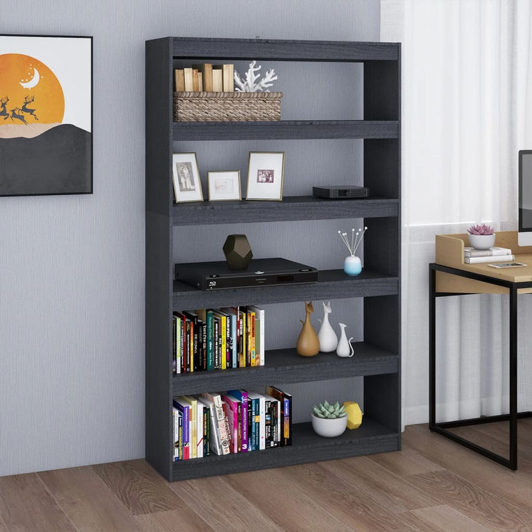 Boekenkast/kamerscherm 100x30x167,5 cm massief grenenhout grijs MeubelReus