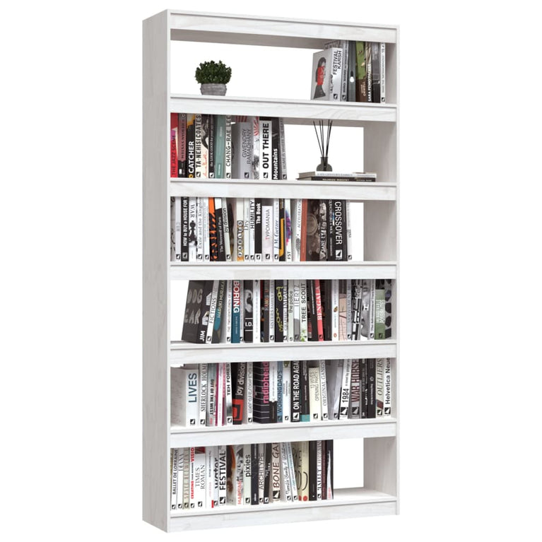 Boekenkast/kamerscherm 100x30x200 cm massief grenenhout wit