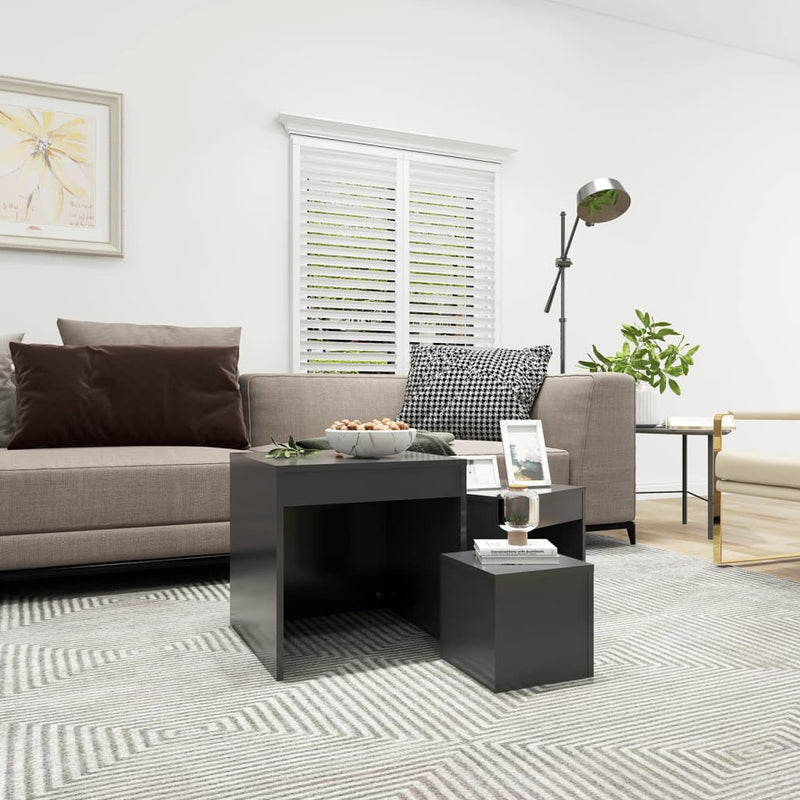 3-delige Tafeltjesset spaanplaat grijs MeubelReus