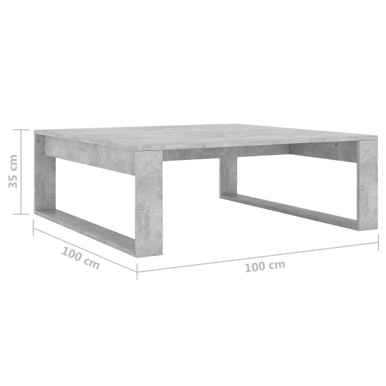 Salontafel 100x100x35 cm spaanplaat betongrijs