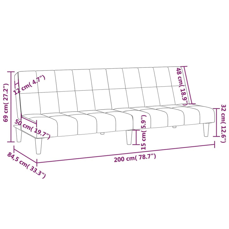 Slaapbank 2-zits fluweel donkergrijs MeubelReus