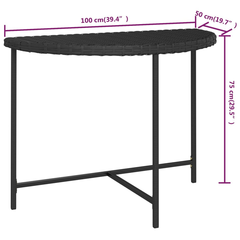 Tuintafel 100x50x75 cm poly rattan zwart MeubelReus