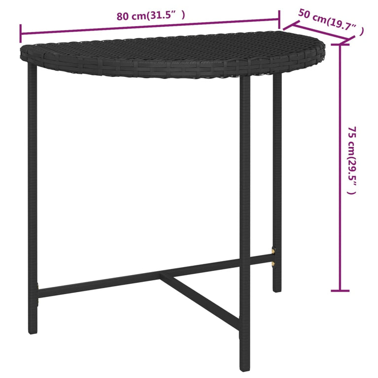 Tuintafel 80x50x75 cm poly rattan zwart MeubelReus