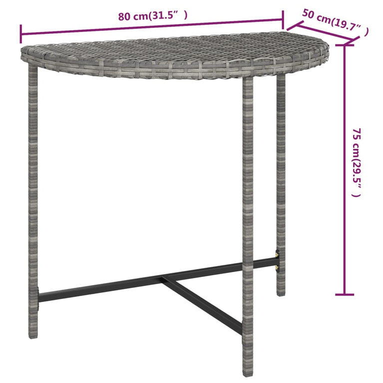 Tuintafel 80x50x75 cm poly rattan grijs MeubelReus