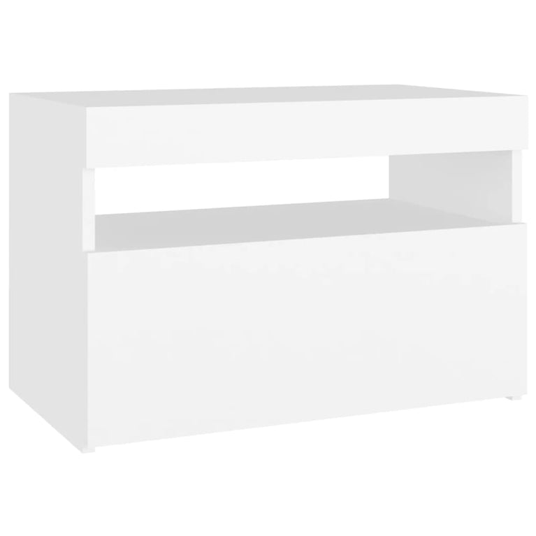 Nachtkastjes 2 st LED-verlichting 60x35x40 cm bewerkt hout wit MeubelReus