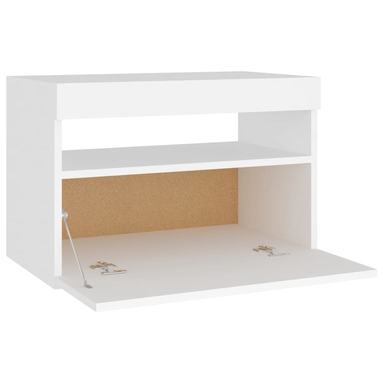 Nachtkastjes 2 st LED-verlichting 60x35x40 cm bewerkt hout wit MeubelReus