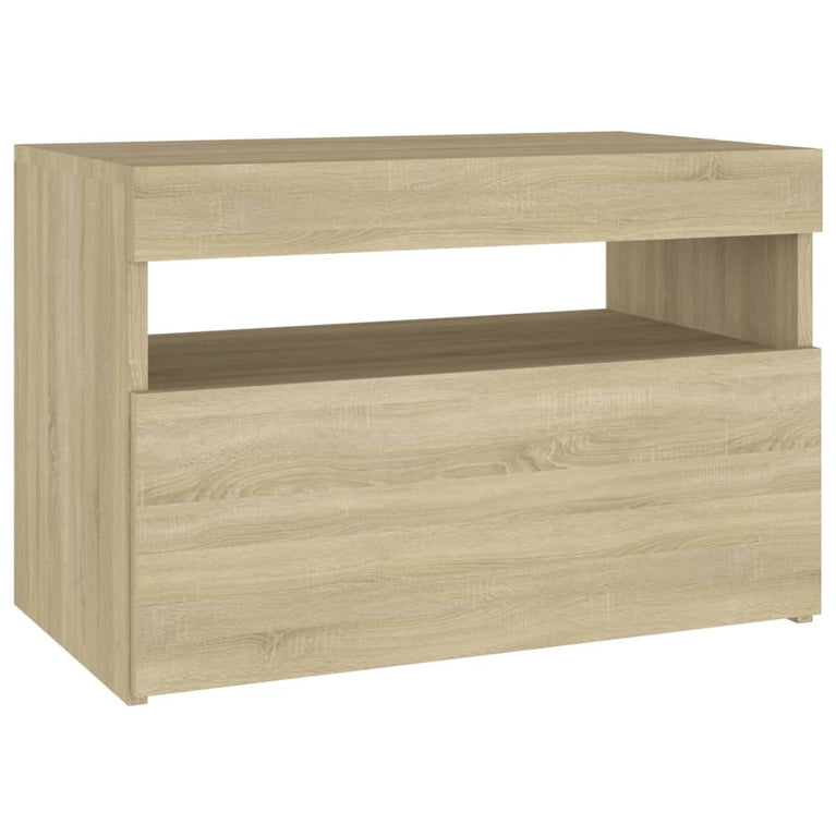 Nachtkastjes 2 st LED-verlichting 60x35x40 cm sonoma eikenkleur MeubelReus