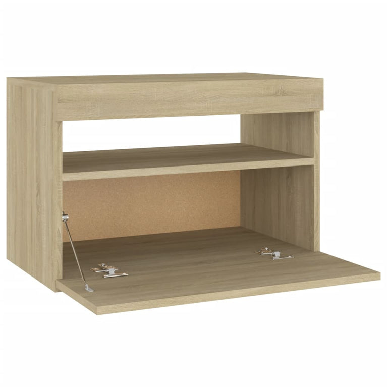 Nachtkastjes 2 st LED-verlichting 60x35x40 cm sonoma eikenkleur MeubelReus