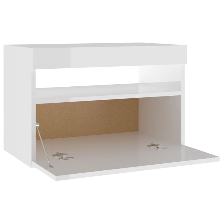 Nachtkastjes 2 st LED-verlichting 60x35x40 cm hoogglans wit MeubelReus