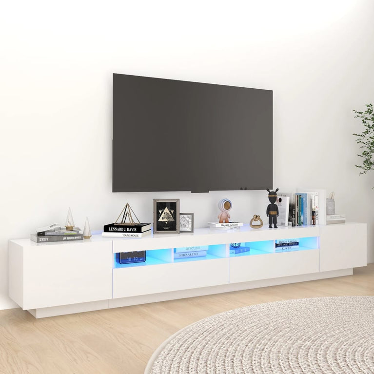 Tv-meubel met LED-verlichting 260x35x40 cm wit MeubelReus