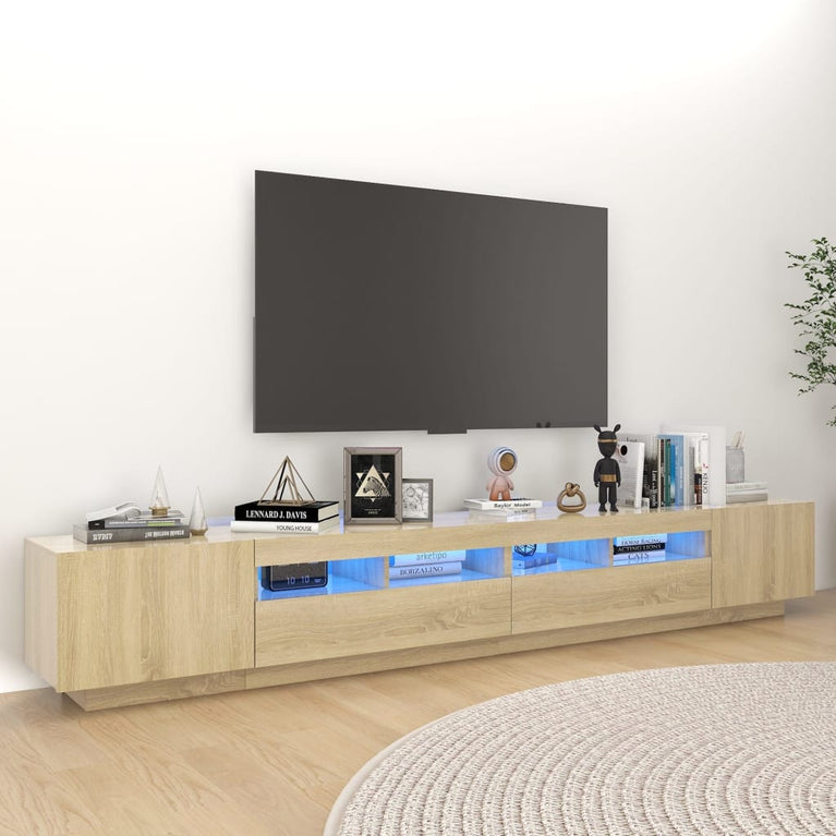 Tv-meubel met LED-verlichting 260x35x40 cm sonoma eikenkleurig MeubelReus