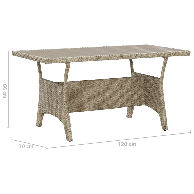 Tuintafel 120x70x66 cm poly rattan grijs MeubelReus