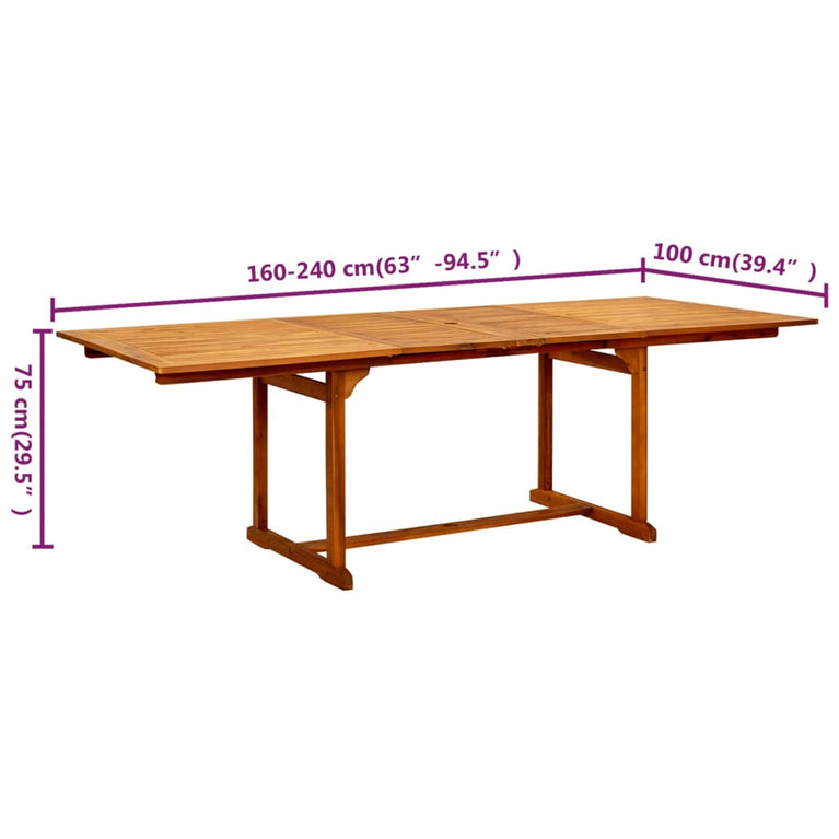 Tuintafel (160-240)x100x75 cm massief acaciahout MeubelReus