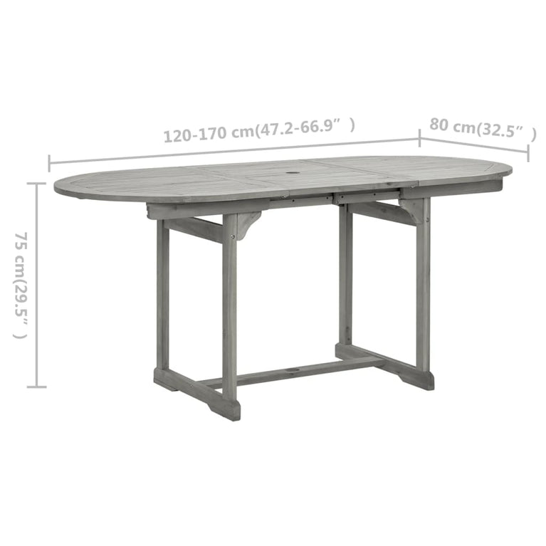 Tuintafel (120-170)x80x75 cm massief acaciahout MeubelReus