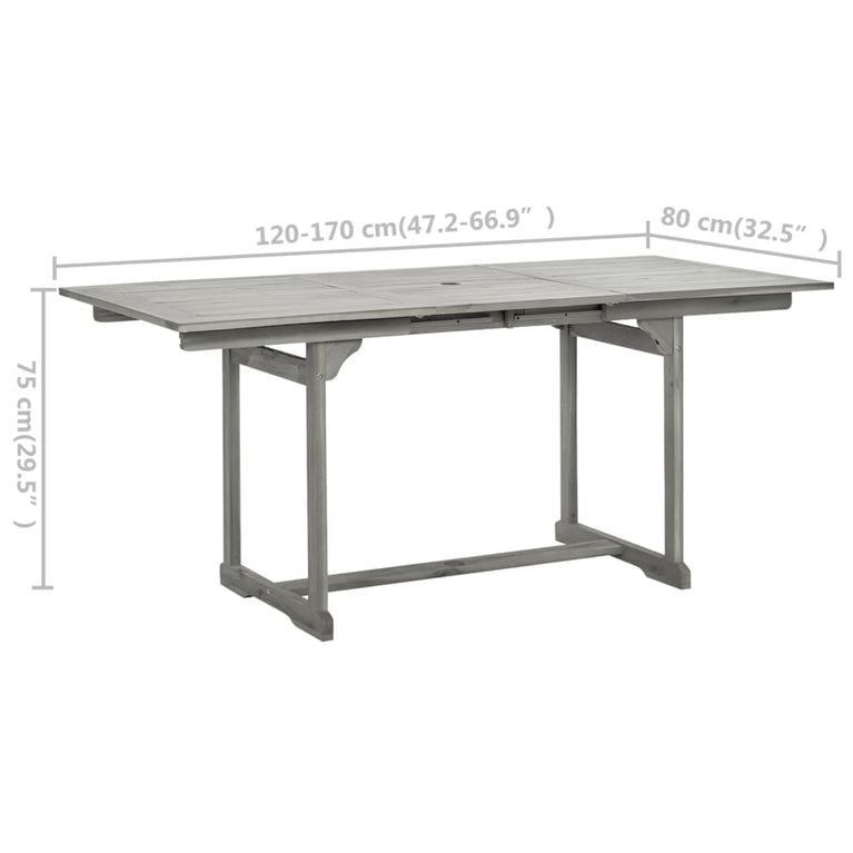 Tuintafel (120-170)x80x75 cm massief acaciahout MeubelReus
