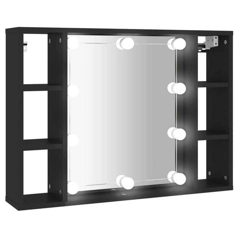 Spiegelkast met LED-verlichting 76x15x55 cm zwart MeubelReus
