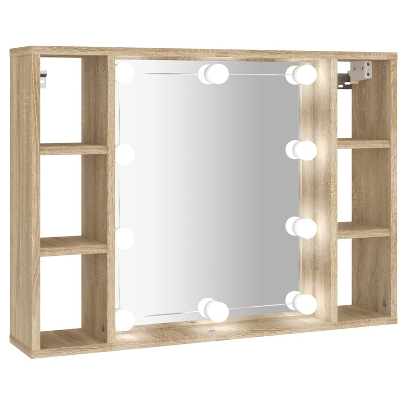 Spiegelkast met LED-verlichting 76x15x55 cm sonoma eikenkleurig MeubelReus
