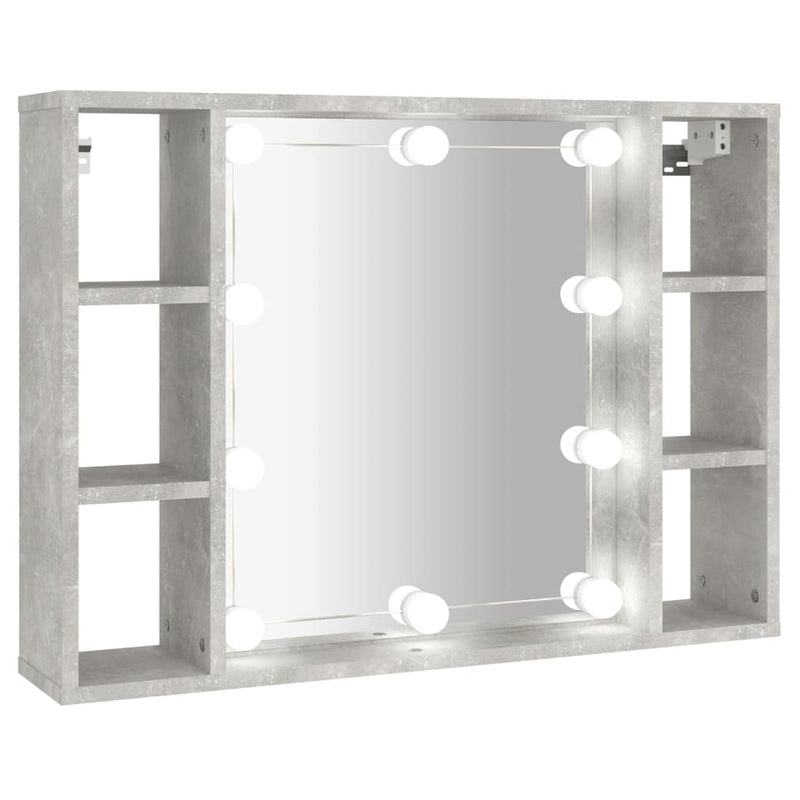 Spiegelkast met LED-verlichting 76x15x55 cm betongrijs MeubelReus