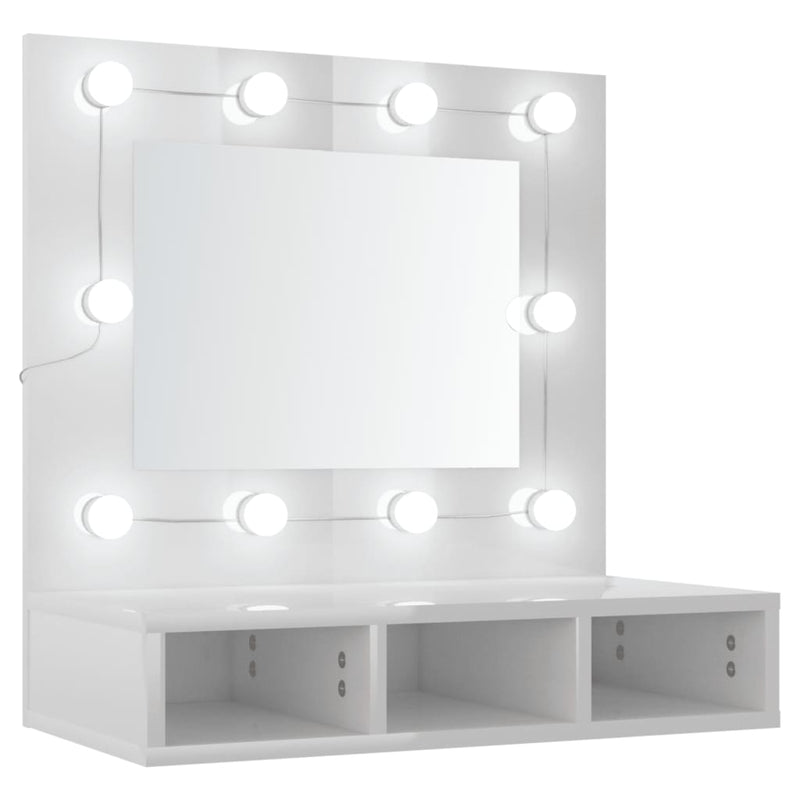 Spiegelkast met LED-verlichting 60x31,5x62 cm hoogglans wit MeubelReus