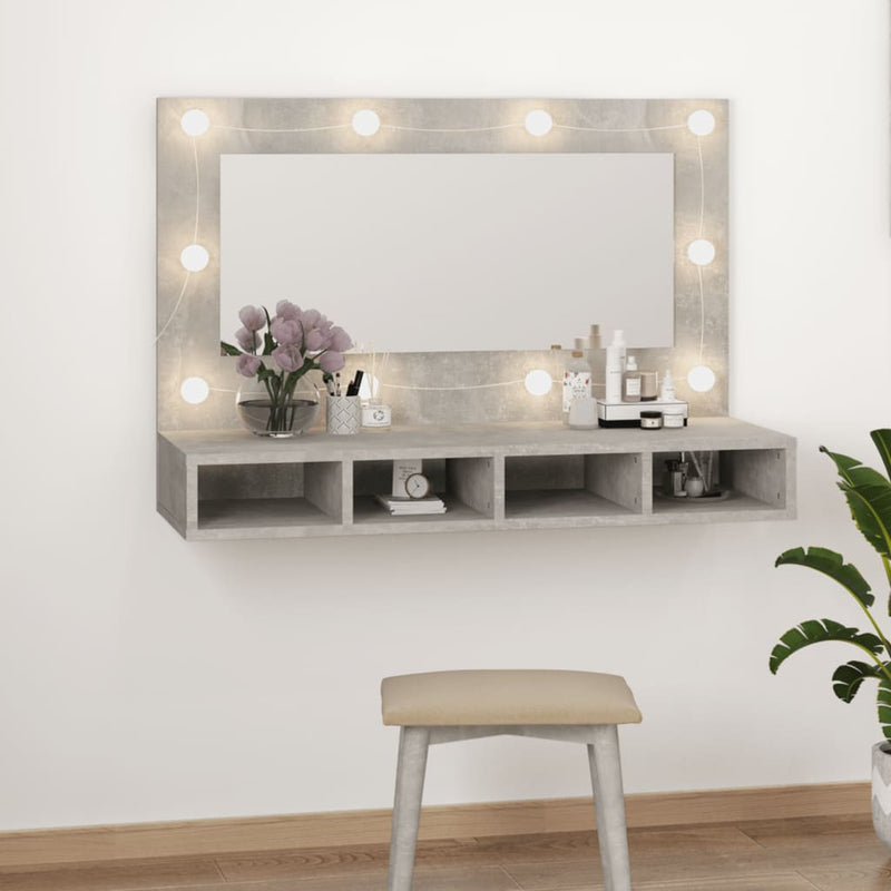 Spiegelkast met LED-verlichting 90x31,5x62 cm betongrijs MeubelReus