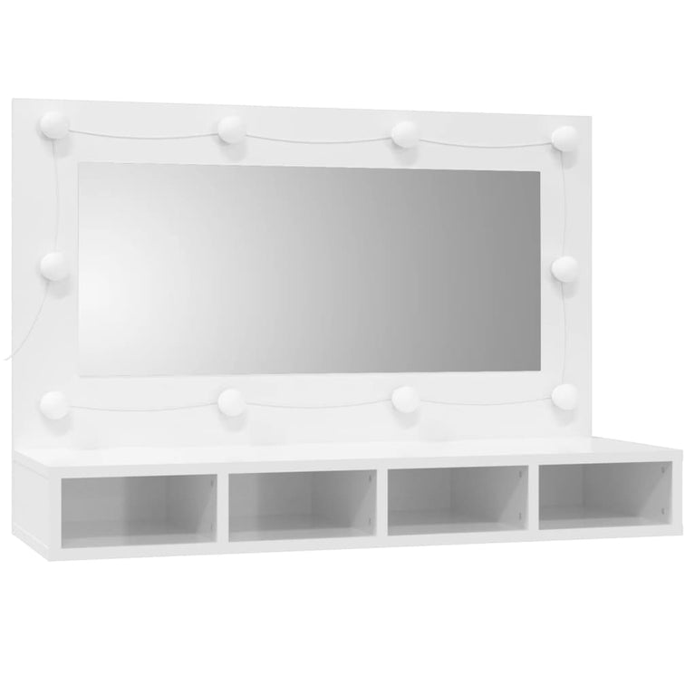 Spiegelkast met LED-verlichting 90x31,5x62 cm hoogglans wit MeubelReus