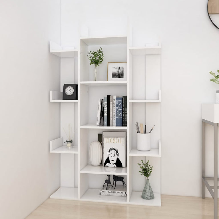 Boekenkast 86x25,5x140 cm bewerkt hout wit MeubelReus