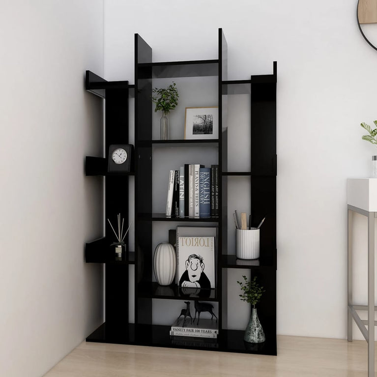 Boekenkast 86x25,5x140 cm spaanplaat zwart