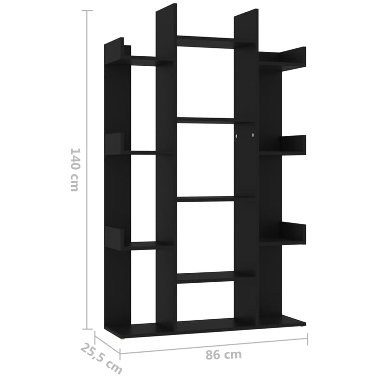 Boekenkast 86x25,5x140 cm spaanplaat zwart