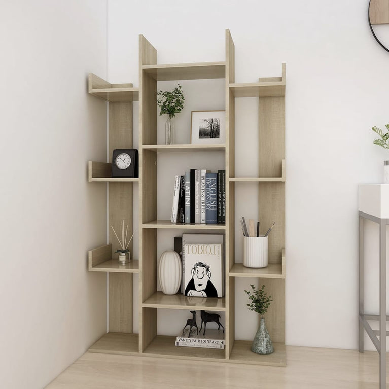 Boekenkast 86x25,5x140 cm spaanplaat sonoma eikenkleurig MeubelReus