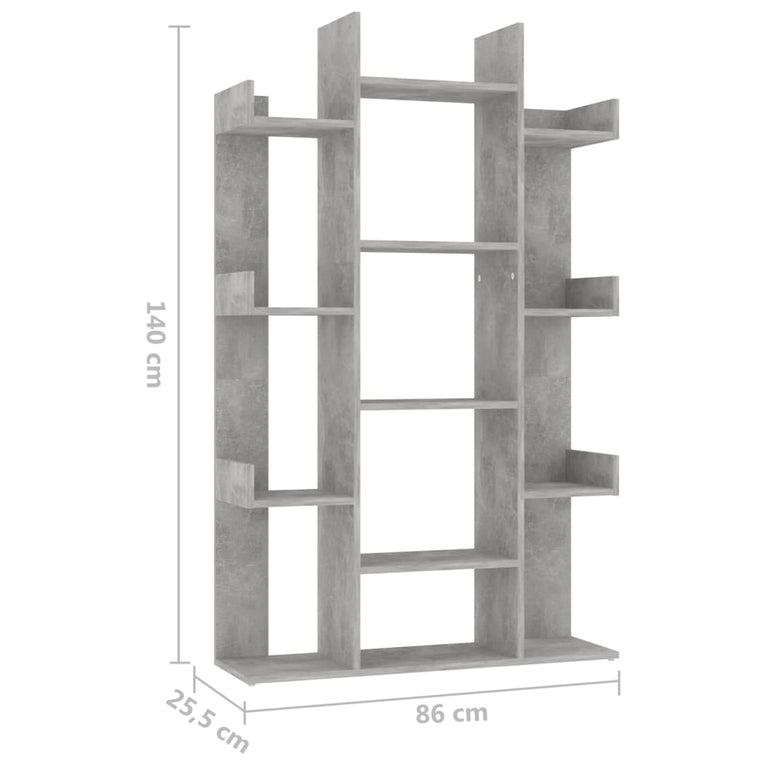 Boekenkast 86x25,5x140 cm spaanplaat betongrijs MeubelReus
