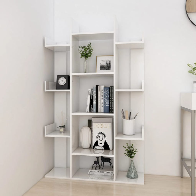 Boekenkast 86x25,5x140 cm spaanplaat hoogglans wit