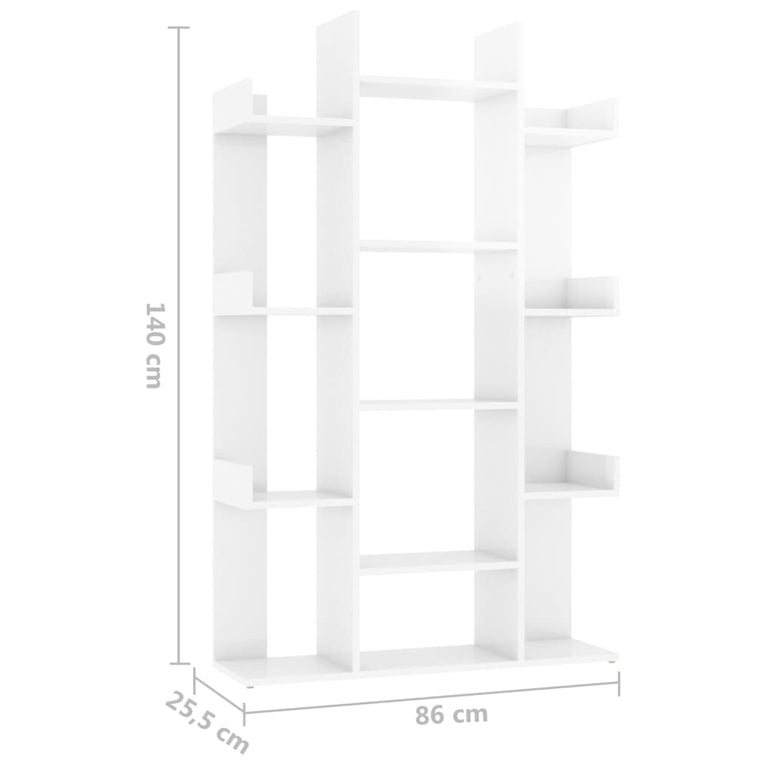Boekenkast 86x25,5x140 cm spaanplaat hoogglans wit